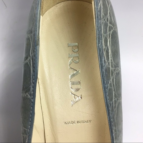 NEW PRADA Vintage Grey Crocodile Pumps 39 9 Heels Shoes Alligator Authentic - Picture 4 of 6